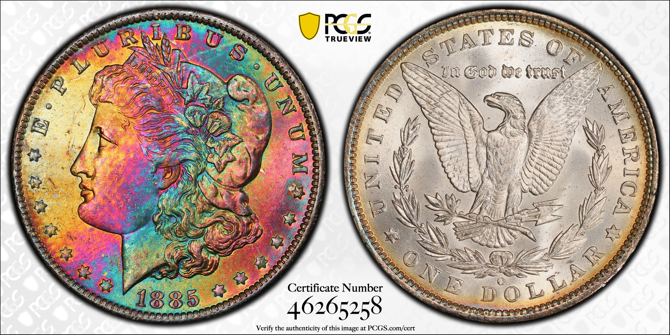 PCGS 钱币信息| 认证编号#46265258 - 1885-O The United States of