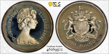 1983 £1 S-J1 Ensigns Armorial Ag PR67DCAM