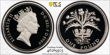 1989 £1 S-J7 Scottish Design Ag Pft PR70DCAM