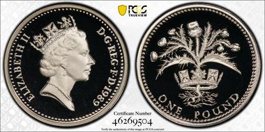 1989 £1 S-J7 Scottish Design Ag Pft PR69DCAM