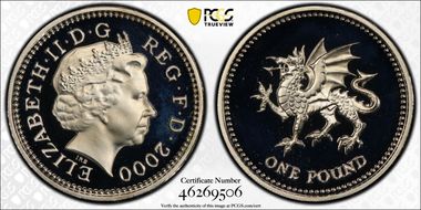 2000 £1 S-J15 Welsh Design Ag PR69DCAM