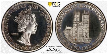 1993 20 Cr Westminster Abbey Coronation 40th Anniversary PR63