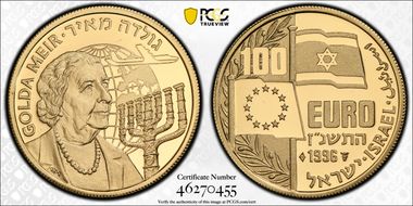 1996 € 100 Golda Meir X#20 Fantasy PR69DCAM
