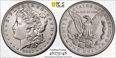 2021 $1 Morgan Dollar 100th Anniversary MS70