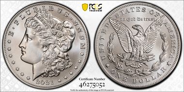 2021-D $1 Morgan Dollar 100th Anniversary MS69