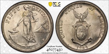 1944-S 50C KM-183  Ag MS65