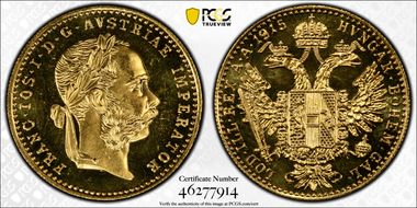 "1915" Ducat Restrike KM-2267  Au MS67