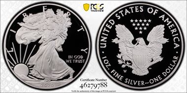 2020-W  $1 Silver Eagle PR70DCAM