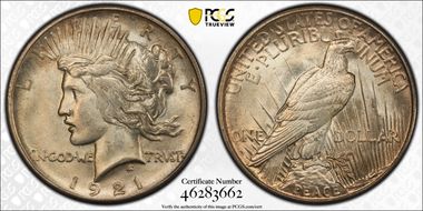 1921 $1 VAM 1A, Field Break MS65