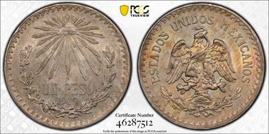 1919-M Peso KM-454  Ag MS63