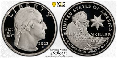 2022-S 25C Wilma Mankiller-Silver Stephanie Sabin PR70DCAM