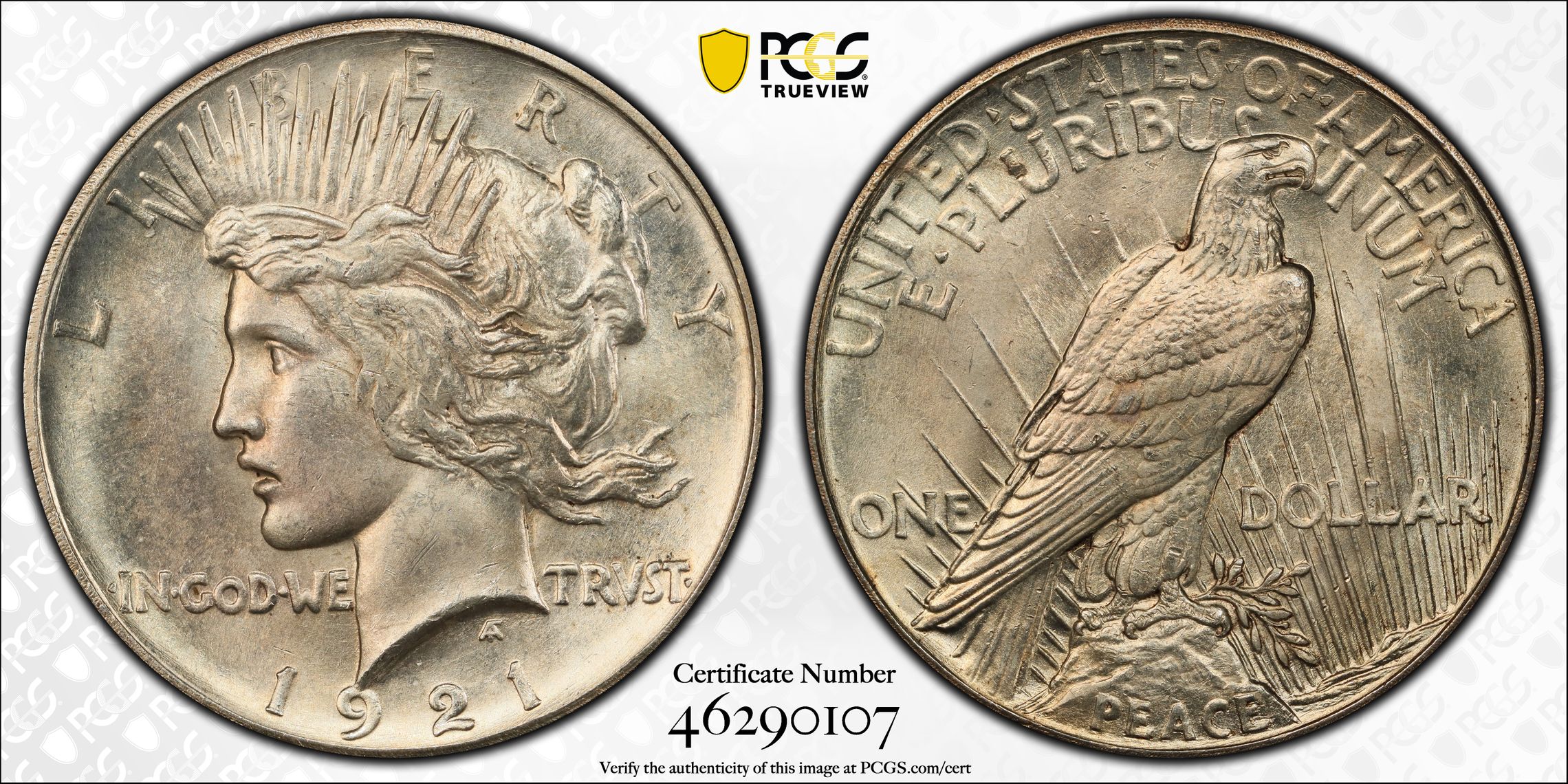 1921 P High Relief, Peace Dollar