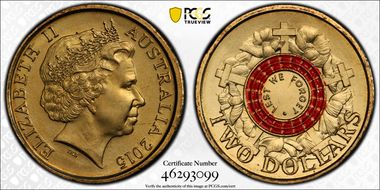 2015 $2 Lest We Forget Colorized MS67