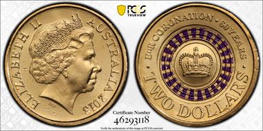 2013 $2 Coronation Colorized MS66