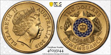 2019-C $2 Police Remembrance Colorized MS68