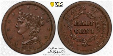 1850 1/2C C-1 AU55BN