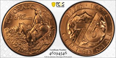 1976-D Medal D1976-1c Bronze Colorado Centennial MS66RD