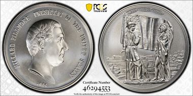(2022) Medal Millard Fillmore "1850" Silver Matte Finish MS70