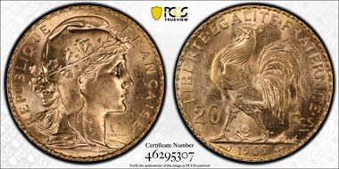 1909 20 Fr Gad-1064a F-535 Refrappe MS64