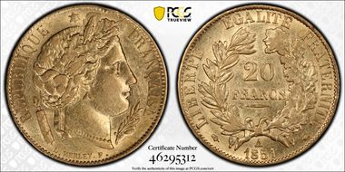 1851-A 20 Fr Gad-1059 F-529 AU55