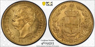 1882-R 20 L KM-21  Au MS63