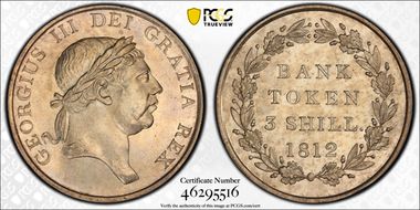 1812 3 Shil S-3770 Laureate MS63
