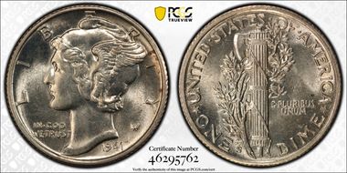 1941-S 10C Large S, FS-511 MS62