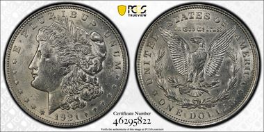 1921 $1 Morgan AU58