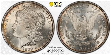 1878 8TF $1 VAM 18, Doubled Date MS65