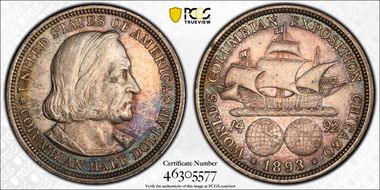 1893 50C Columbian AU53