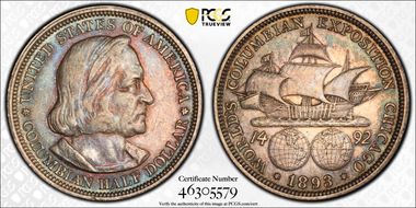 1893 50C Columbian AU53