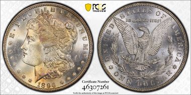 1896 $1 VAM 4, Doubled Stars MS63