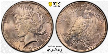 1924 $1 VAM 11A Wing Die Break MS63