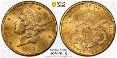 1880-S $20 AU58