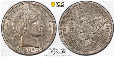 1904 25C AU50