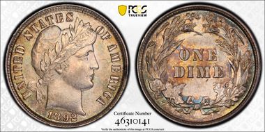 1892 10C MS63