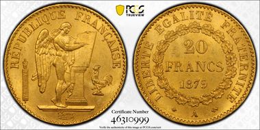 1879-A 20 Fr Gad-1063 F-533 Ancre Barree MS64