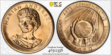1980 AV Medal Marian Anderson MS66