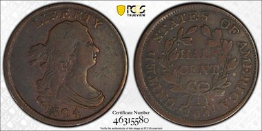 1804 1/2C C-11, Plain 4, Stems F15BN