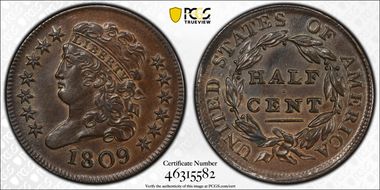 1809 1/2C C-3 AU53BN