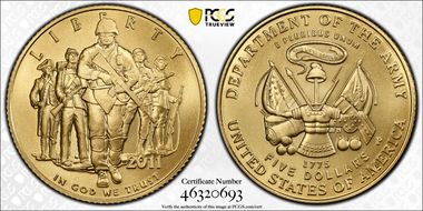 2011-P $5 United States Army MS70