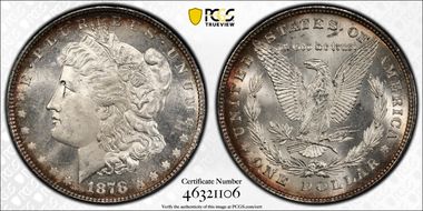 1878 8TF $1 VAM 4, Denticle Chip MS63