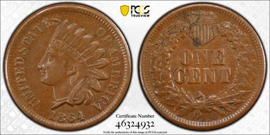 1864 1C Bronze N1BN