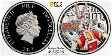 2023 $2 Looney Tunes Bugs Bunny Year of the Rabbit 1oz PR70DCAM