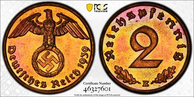 1939-E 2 Pfg J-362 MS64RB