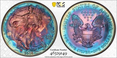 2002 $1 Silver Eagle MS68