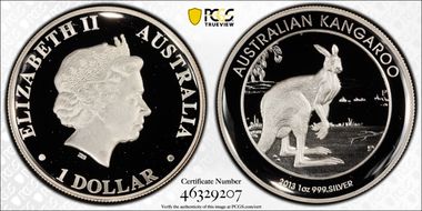 2013-P $1 Kangaroo Ag High Relief PR70DCAM