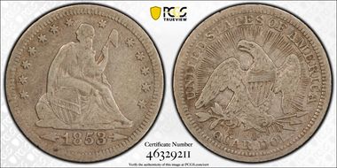 1853 25C Arrows and Rays VF25