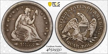 1853/4 25C Arrows and Rays VF20