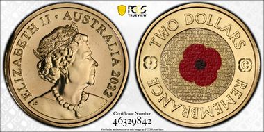 2022-C $2 Remembrance Day Colorized MS68
